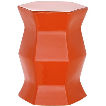 SAFAVIEH 17 x 12 x 12 in. Modern Hexagon Garden Stool, Orange ACS4542D